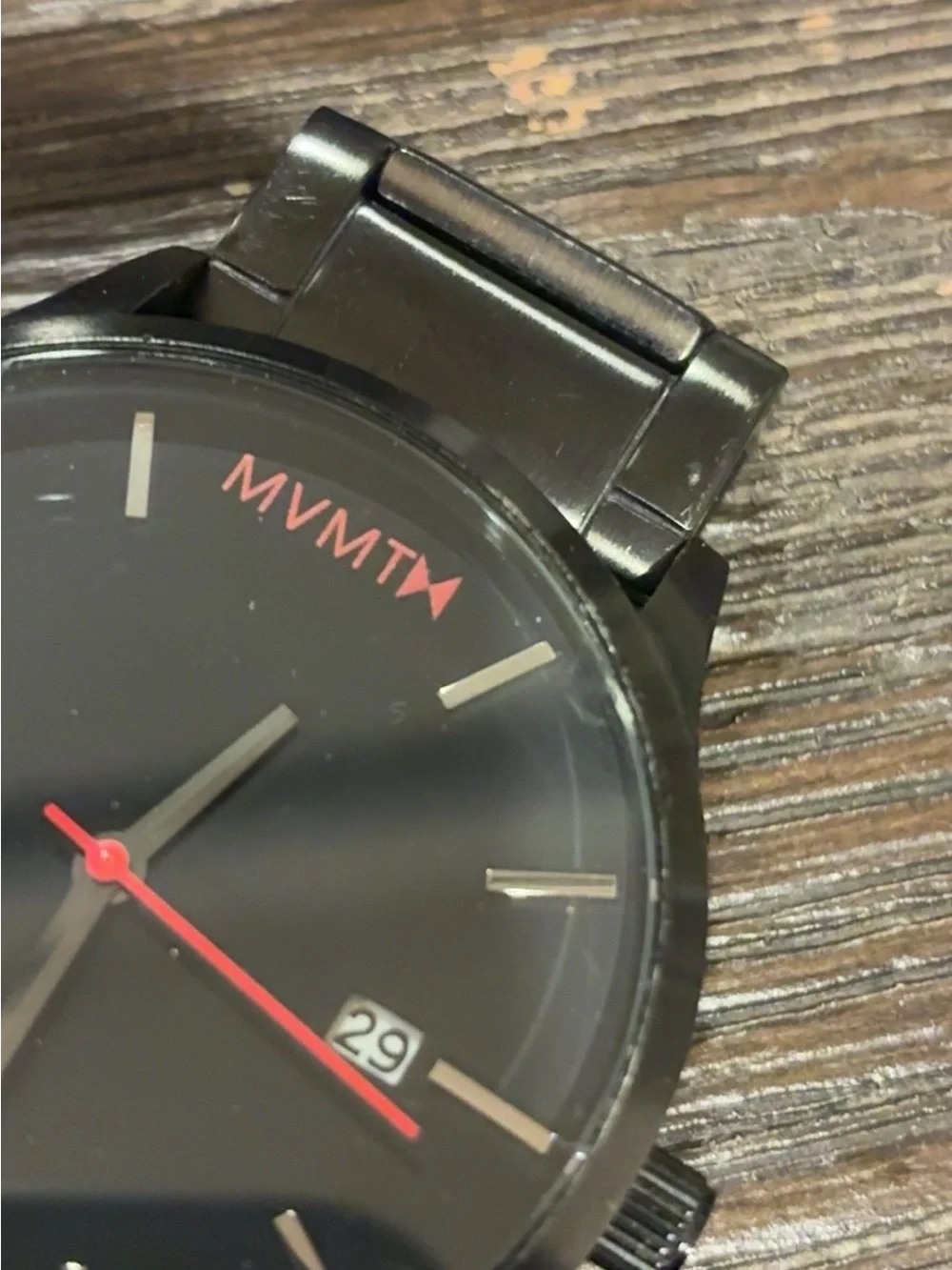 MVMT Black Men’s Stainless Steel Watch with Red Accents